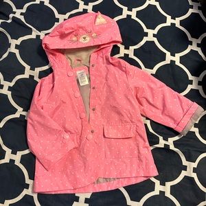 Carters cat pink polka dot rain jacket